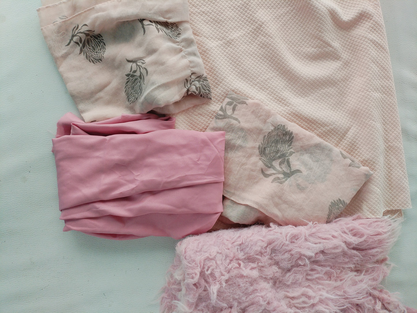 Various pink material and fur