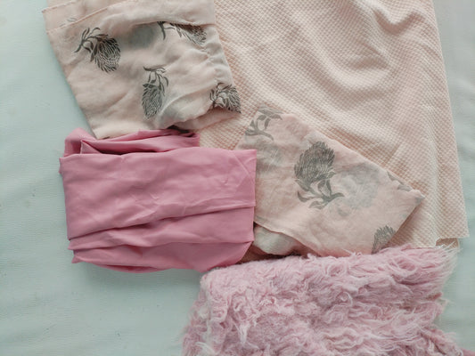 Various pink material and fur